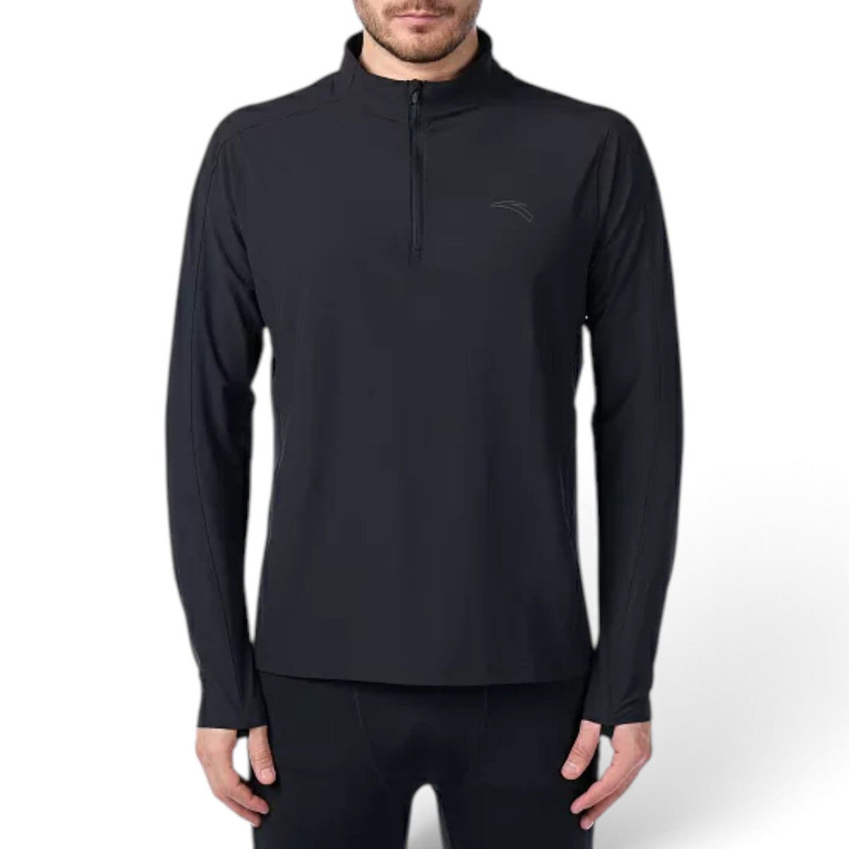 ANTA Zip-Neck Long Sleeve Top - Black
