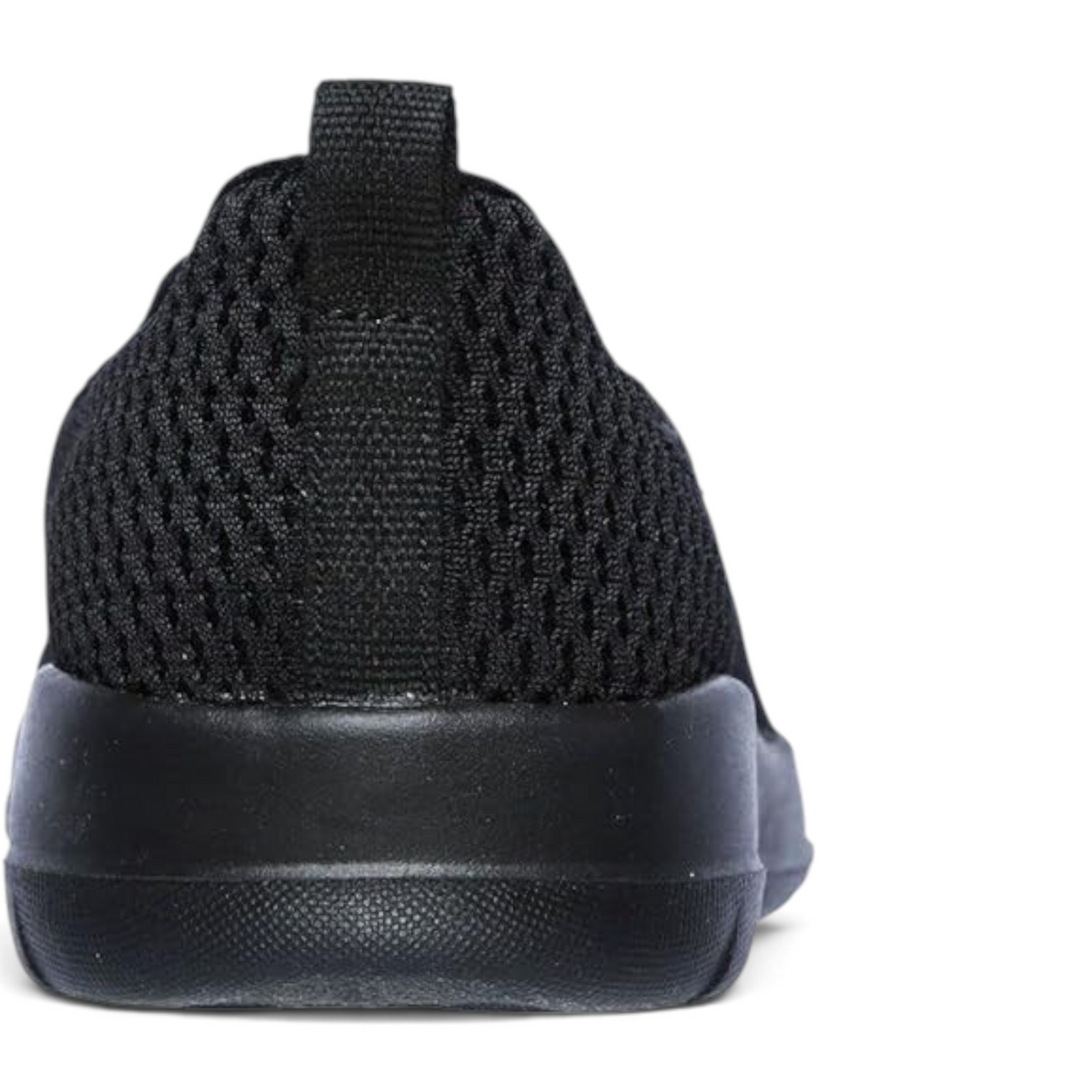 FRG Skechers BTS GO Walk Max black slip-on shoe with breathable mesh upper and cushioned heel, rear view