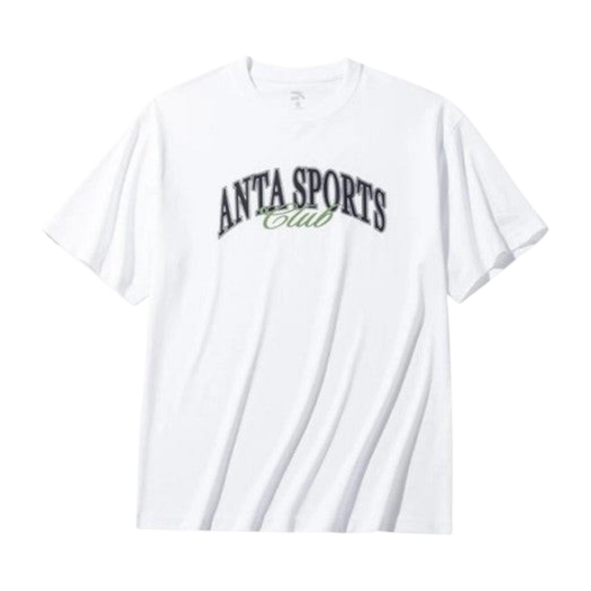 FRG ANTA Lifestyle white short sleeve t-shirt with black and green graphic text on the chest