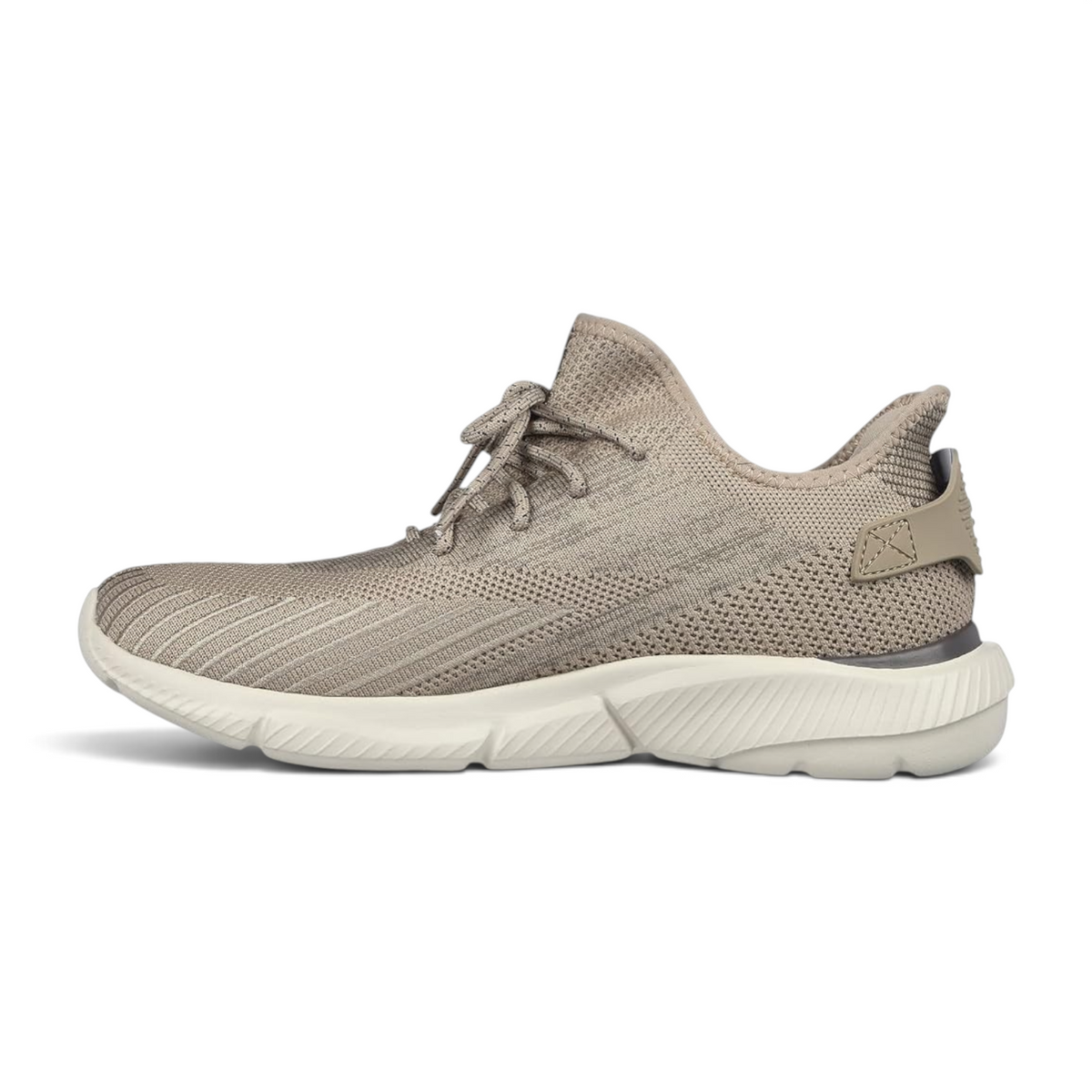 FRG Skechers Ingram tan lace-up sneaker with a breathable mesh upper and cushioned white sole for everyday comfort.
