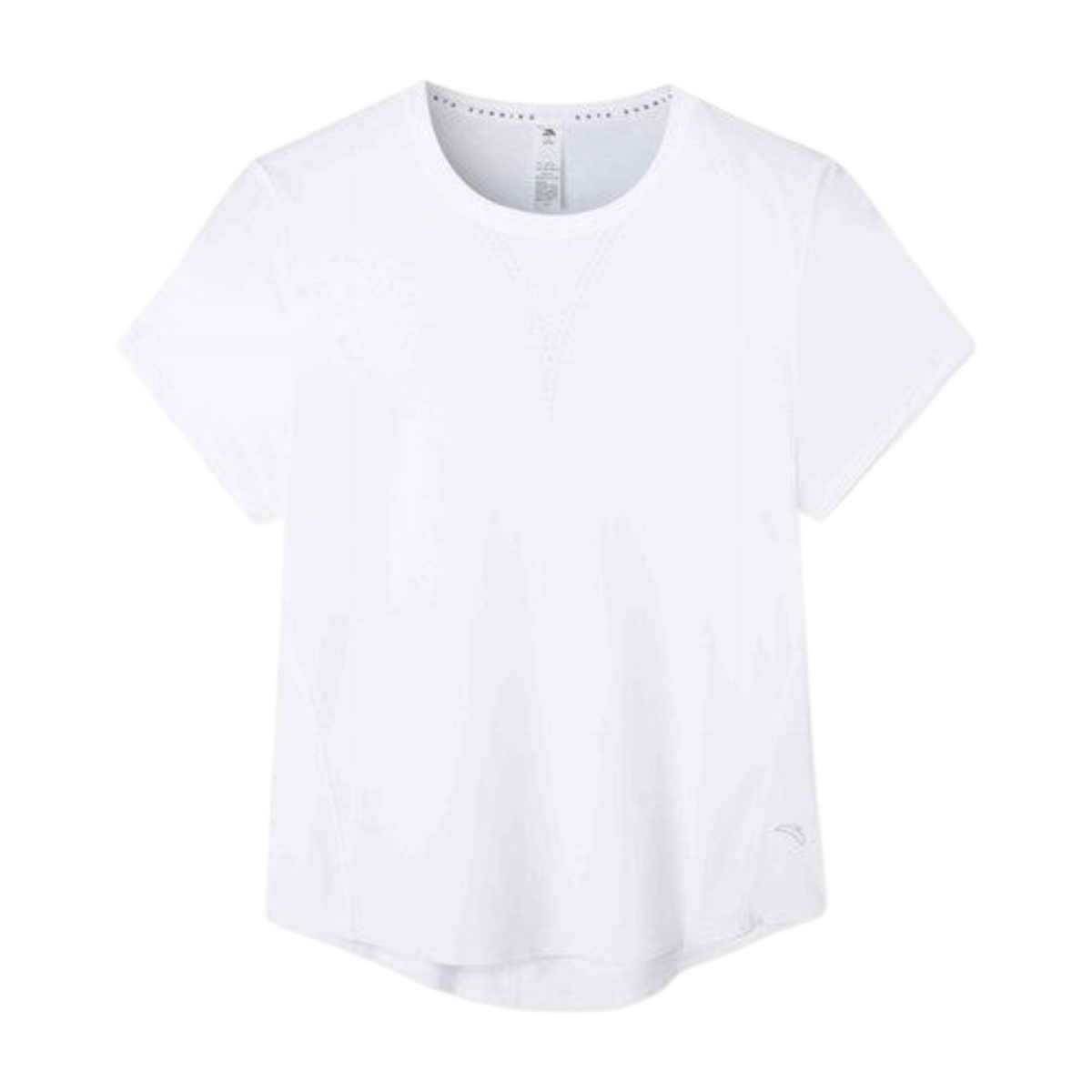 FRG ANTA Racing Challenges pure white short sleeve running t-shirt in moisture-wicking polyester blend fabric.