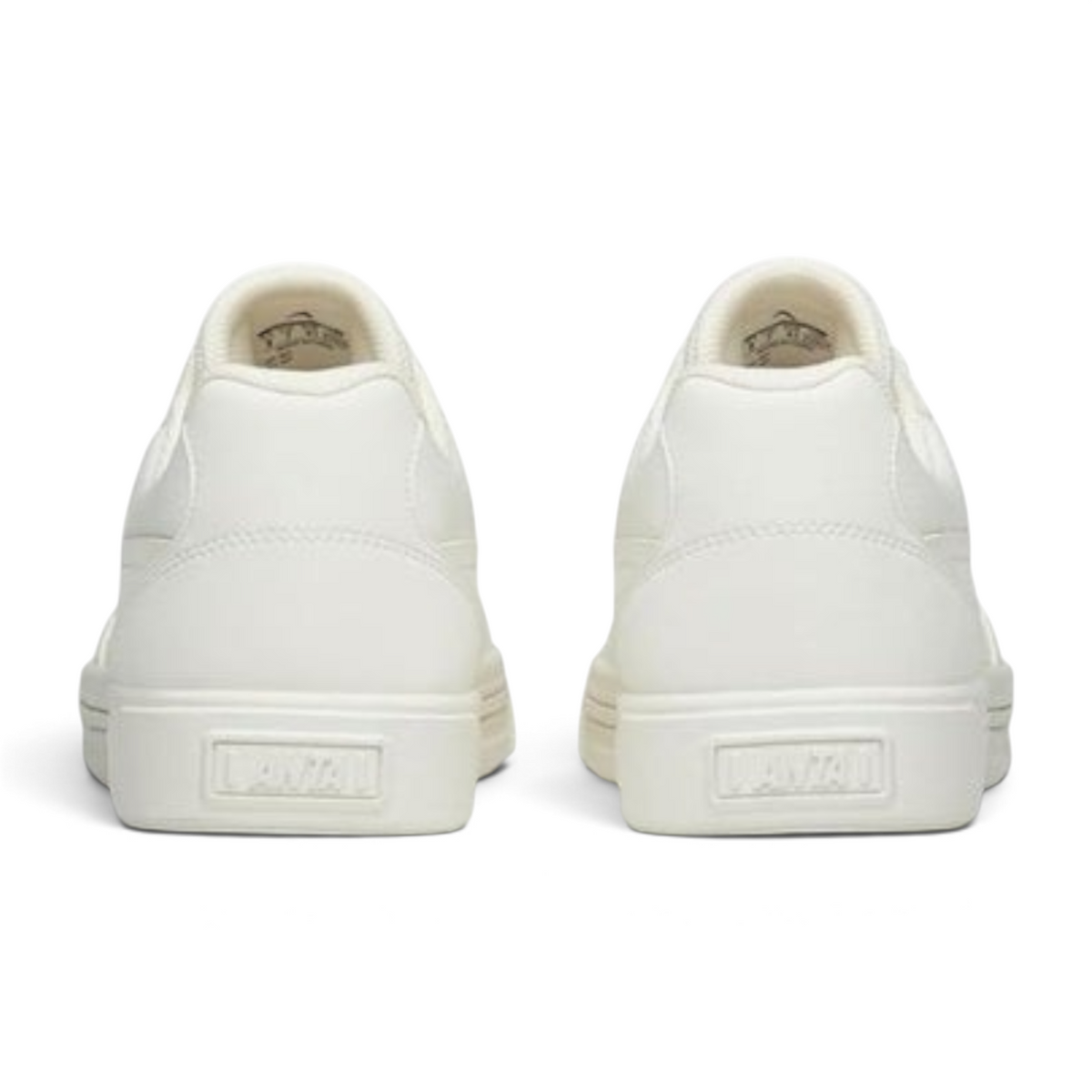 FRG ANTA retro men's lifestyle sneakers in white with green accents, shown from the back heel view.