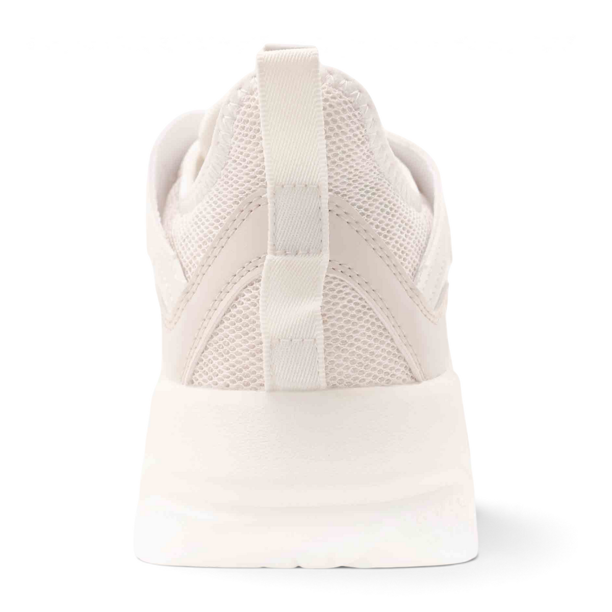 FRG X-GAME men's lifestyle sneakers in off-white mesh, featuring a thick sole and rear pull tab, back view.