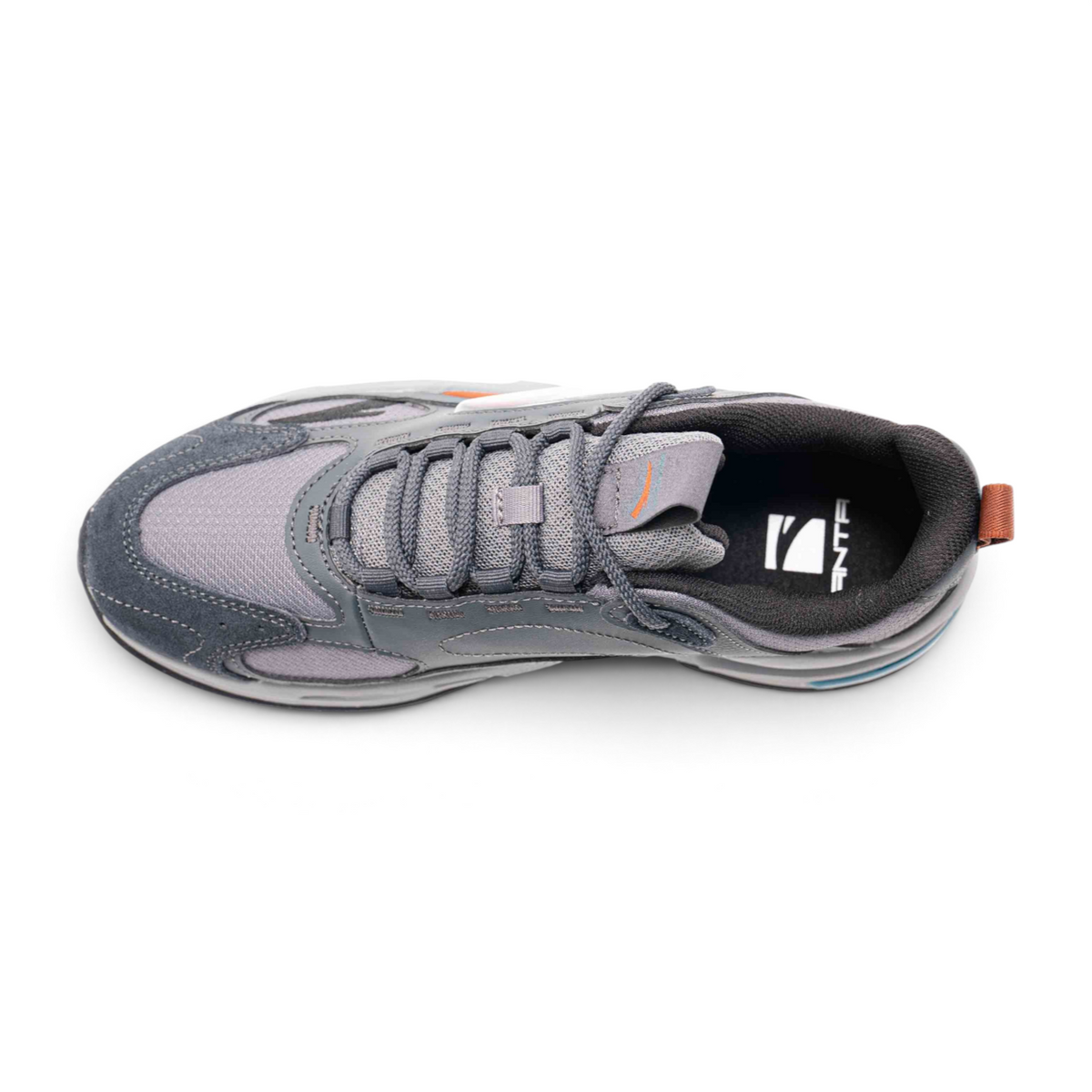 FRG casual shoes in grey with mesh and suede upper, featuring lace-up closure and a comfortable padded collar