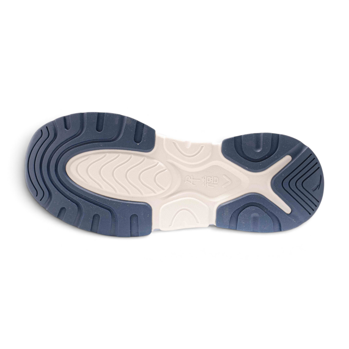 FRG casual shoe sole featuring a blue and beige rubber tread pattern with a textured grip design