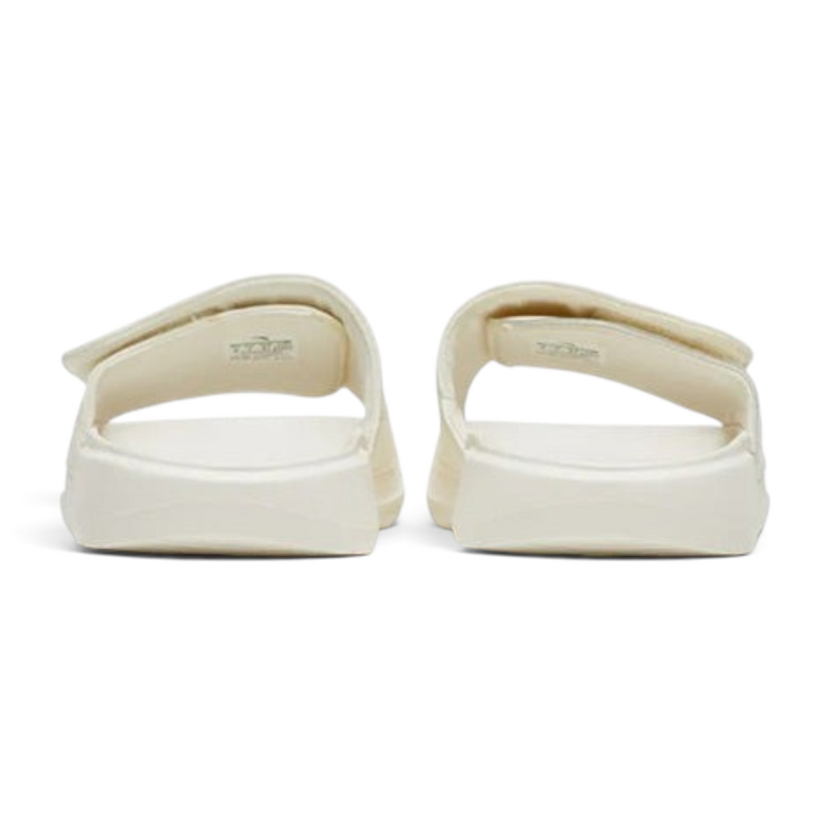FRG beach slippers in off-white featuring a wide adjustable velcro strap and a comfortable molded footbed