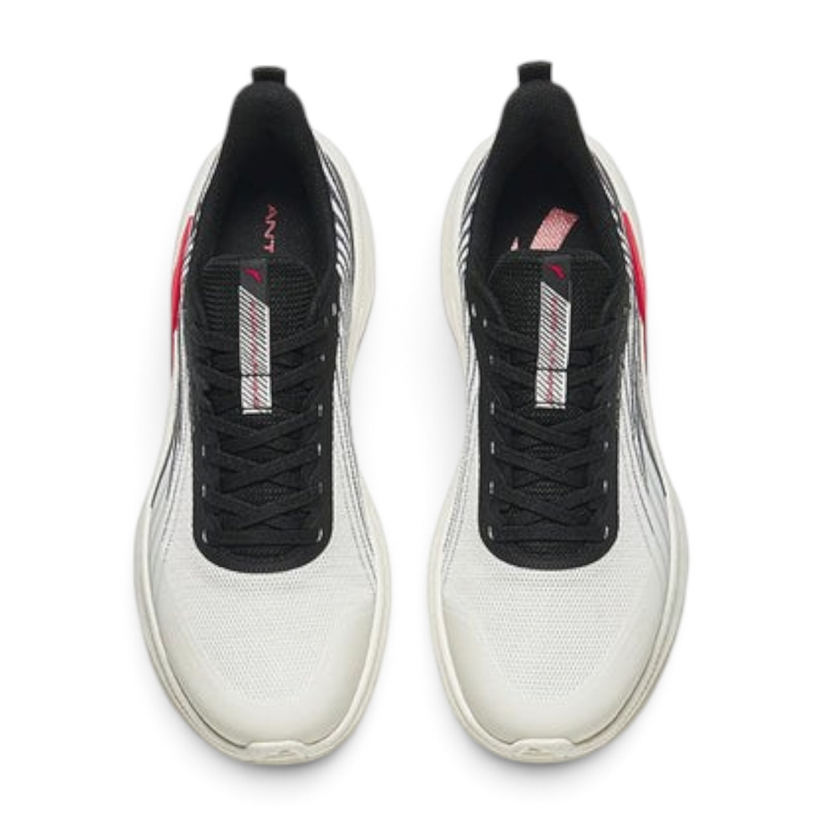 FRG ANTA City Daily running shoes in beige and black with lightweight mesh upper and cushioned midsole, top view.