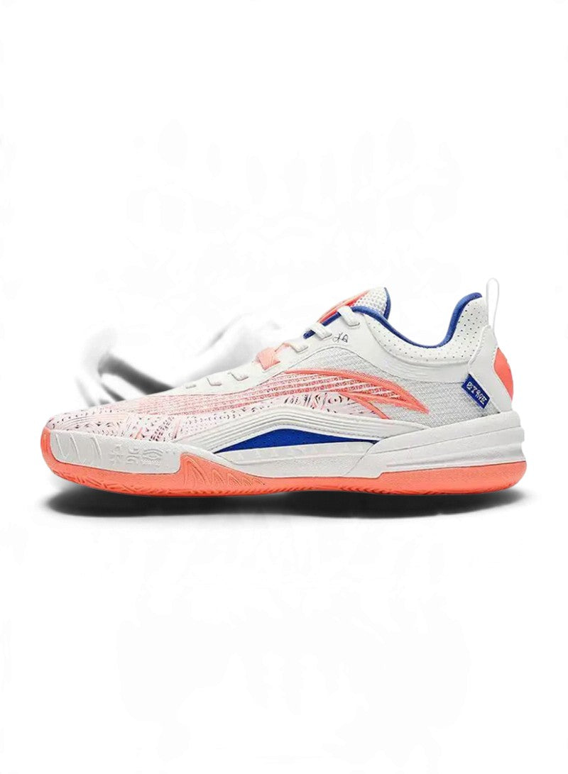 ANTA Men’s KAI Team 1 Basketball Shoes in White/Orange/Neon Blue – product view 1