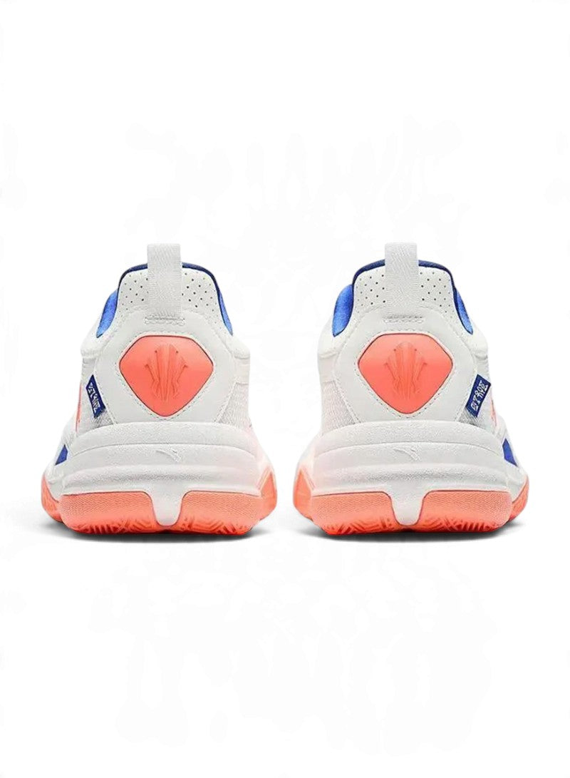 ANTA Men’s KAI Team 1 Basketball Shoes in White/Orange/Neon Blue – product view 3