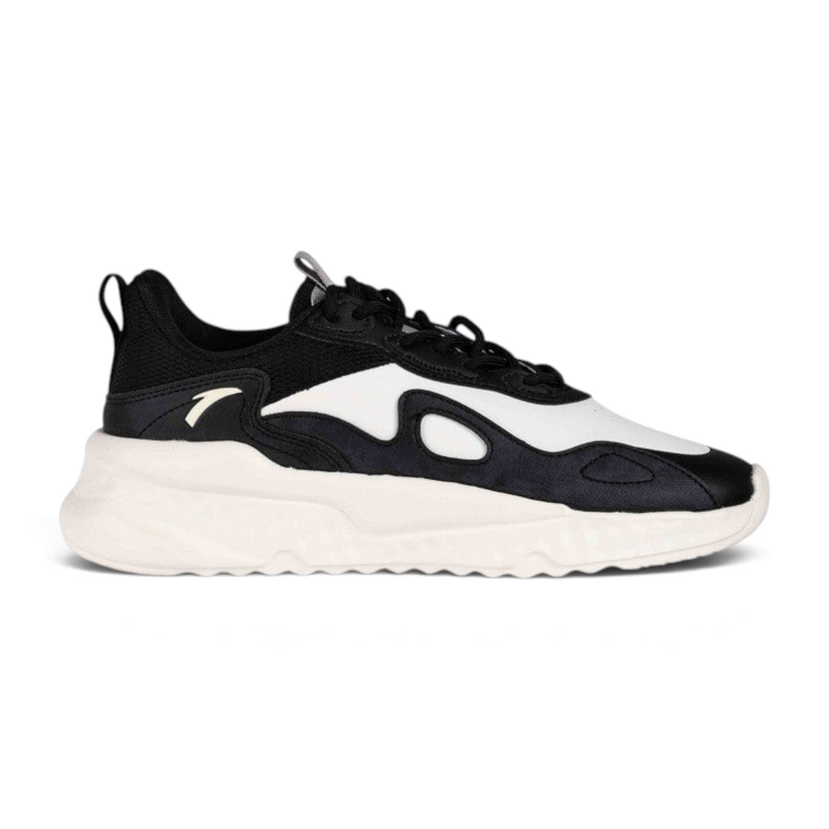 FRG casual shoes in black and white with a chunky textured sole and mesh upper design
