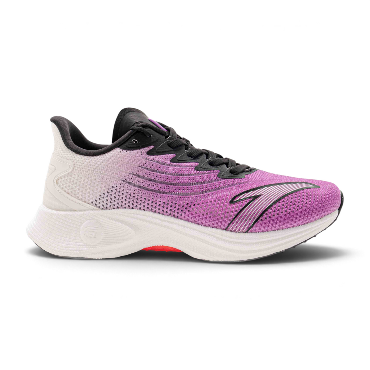 FRG women's running shoes in purple and white gradient mesh with black laces and a cushioned white midsole