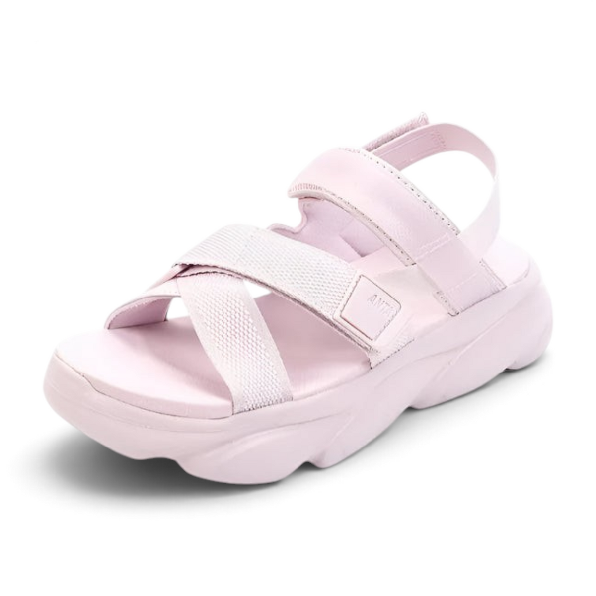 FRG light pink beach sandals with thick platform soles and adjustable velcro straps for a comfortable fit