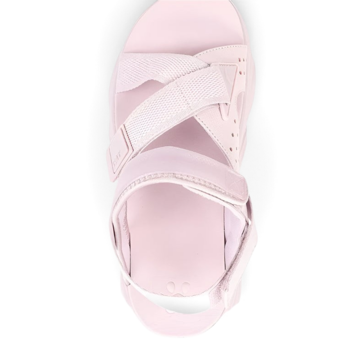 FRG light pink beach sandals with crisscross fabric straps and adjustable velcro closure on a thick platform sole