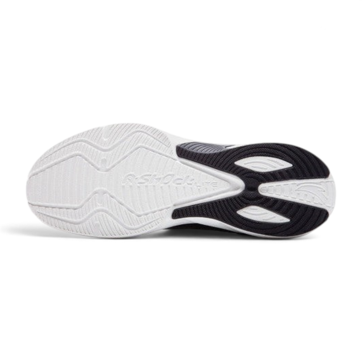 FRG ANTA women's city running shoe outsole in white and black with durable rubber traction pattern