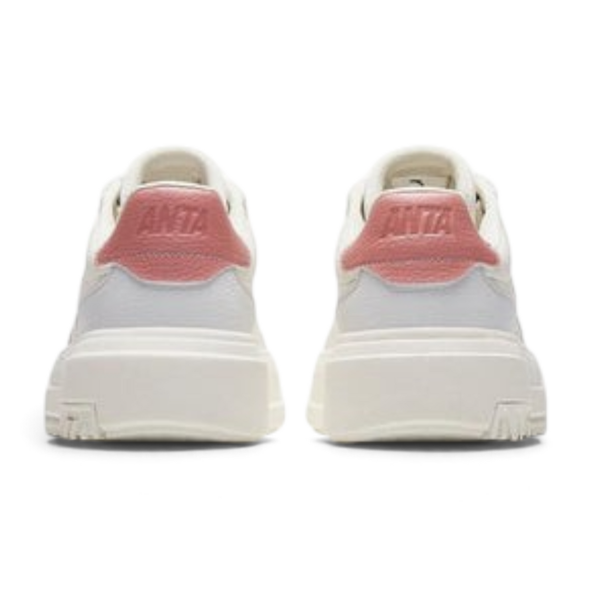 FRG ANTA X-GAME A Logo sneakers in beige and pink synthetic leather, rear view showing cushioned midsole and branding