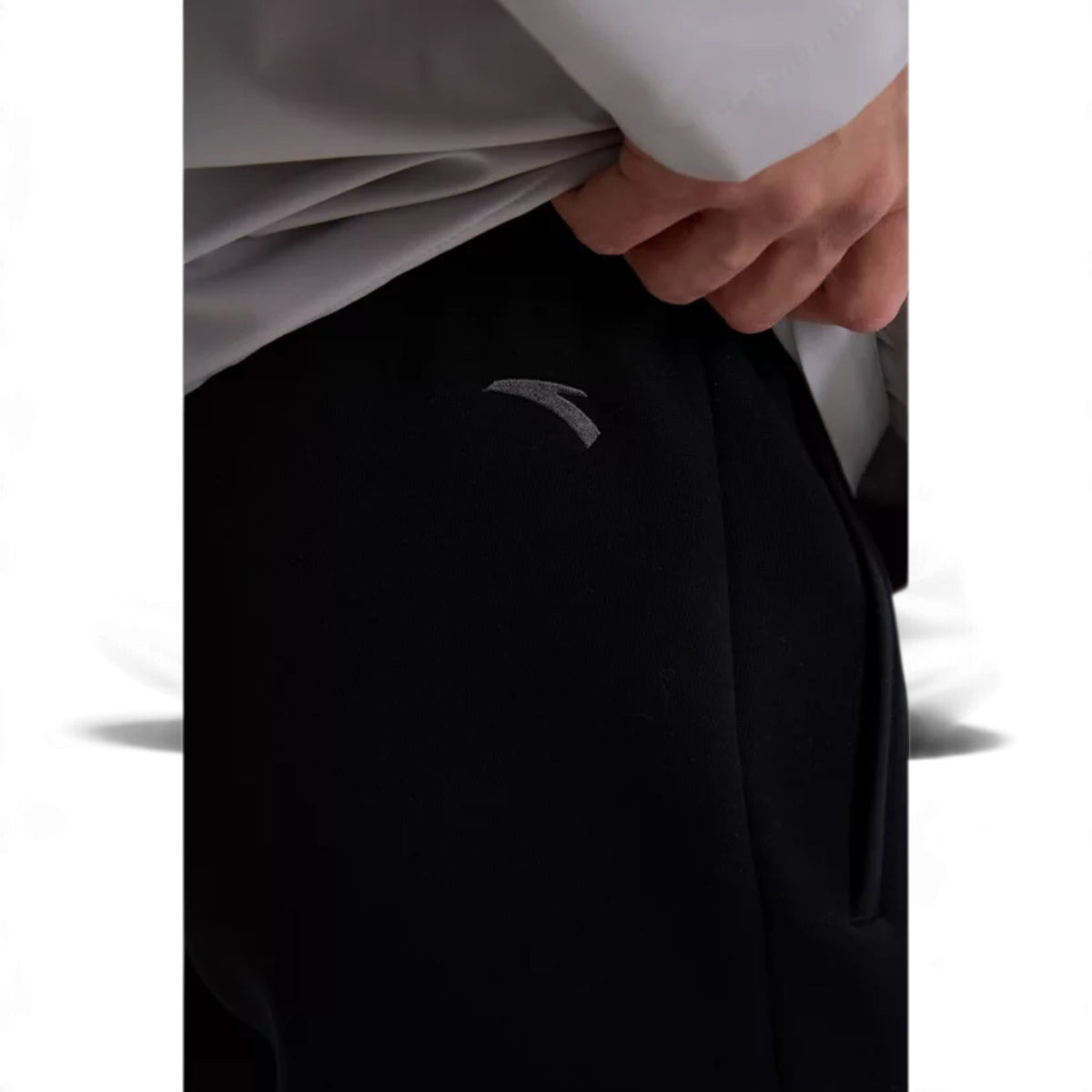 ANTA Men’s KT HOPE BLOOMS Knit Track Pants in Black – product view 8