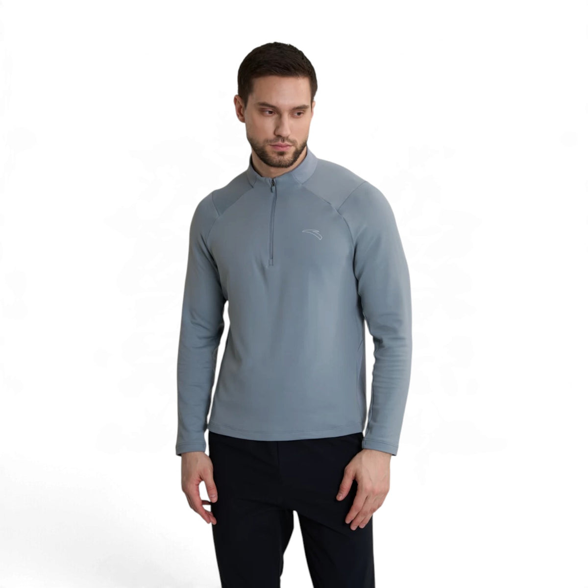ANTA Men’s Insulated Half-Zip Running Top in Whale Grey – product view 1
