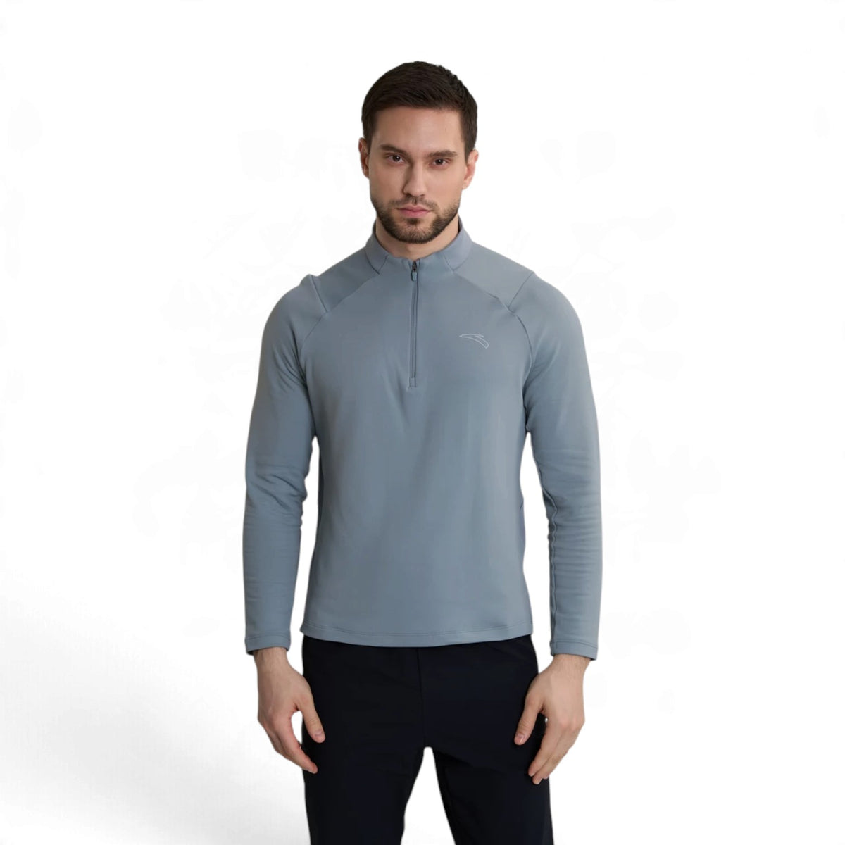 ANTA Men’s Insulated Half-Zip Running Top in Whale Grey – product view 2