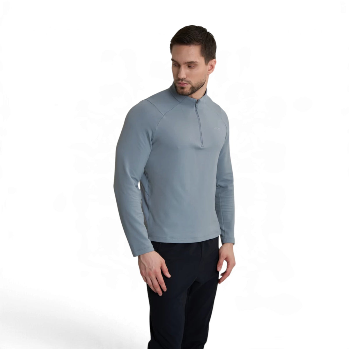 ANTA Men’s Insulated Half-Zip Running Top in Whale Grey – product view 4