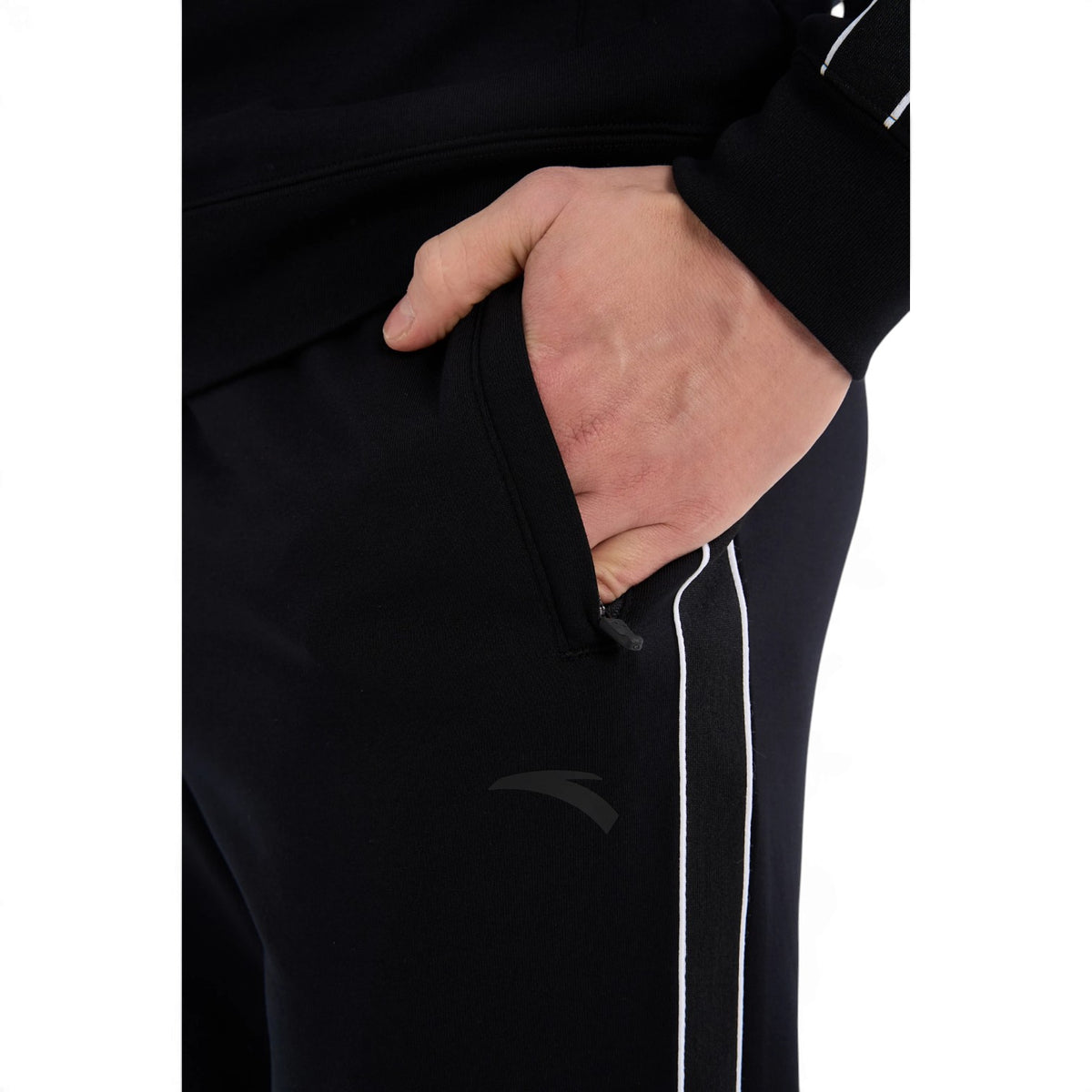 ANTA Men’s TRN ESSENTIAL Knit Track Pants in Black – product view 6