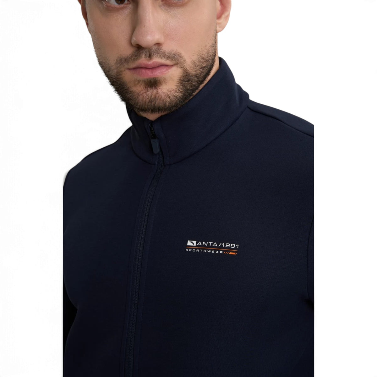 ANTA Men’s TRN ESSENTIAL Knit Track Top in Dark Blue – product view 6