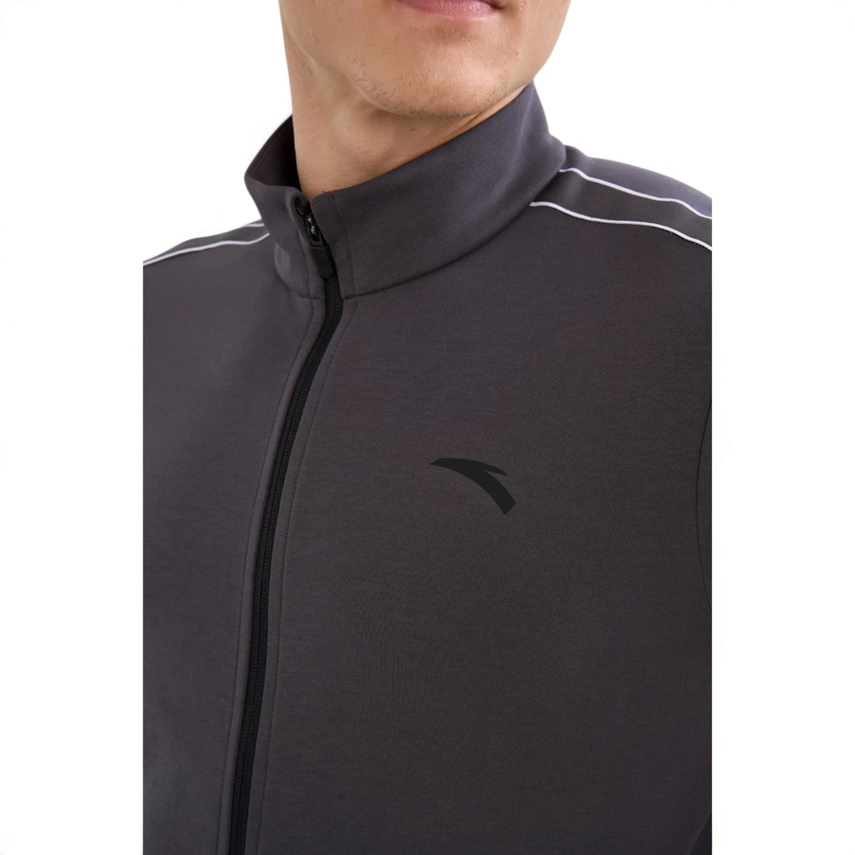 ANTA Men’s TRN ESSENTIAL Knit Track Top in Dark Grey – product view 8