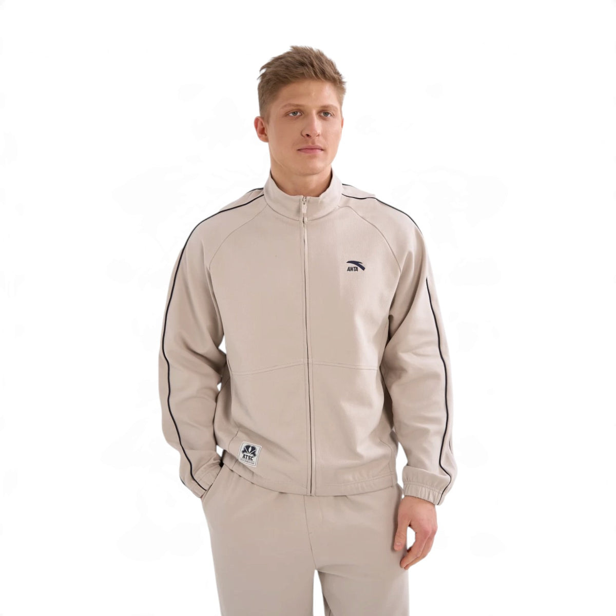 ANTA Men’s SPORTS CLUB Knit Track Top in Fog Grey – product view 1