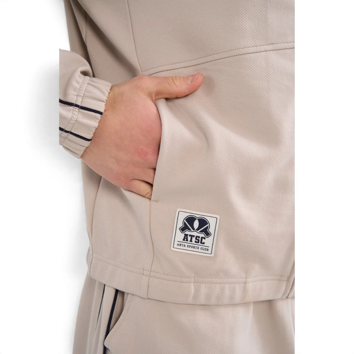 ANTA Men’s SPORTS CLUB Knit Track Top in Fog Grey – product view 7