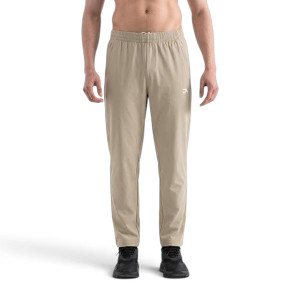 FRG ANTA A-Chill Touch wood khaki woven ankle pants on a man, featuring a lightweight, stretchy athletic fit.