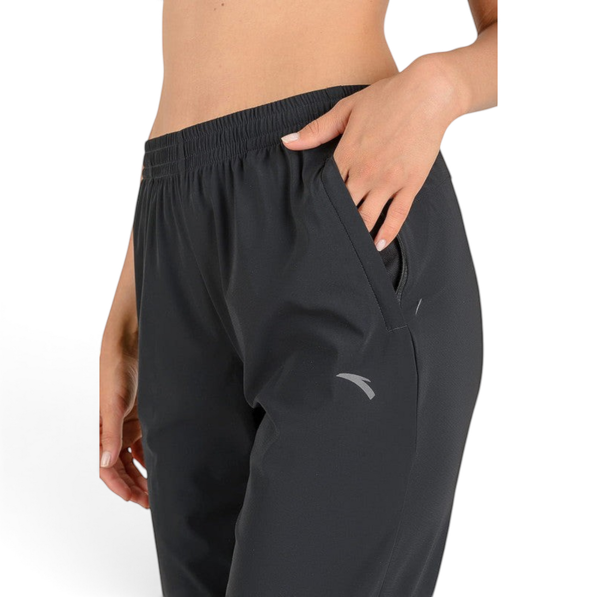 FRG ANTA black nylon spandex capri pants with side pocket and elastic waistband for athletic training