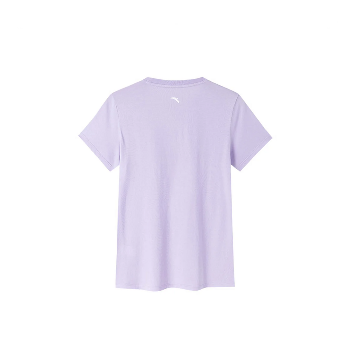 FRG light purple short sleeve t-shirt with a small white logo on the back neckline, isolated on white background.
