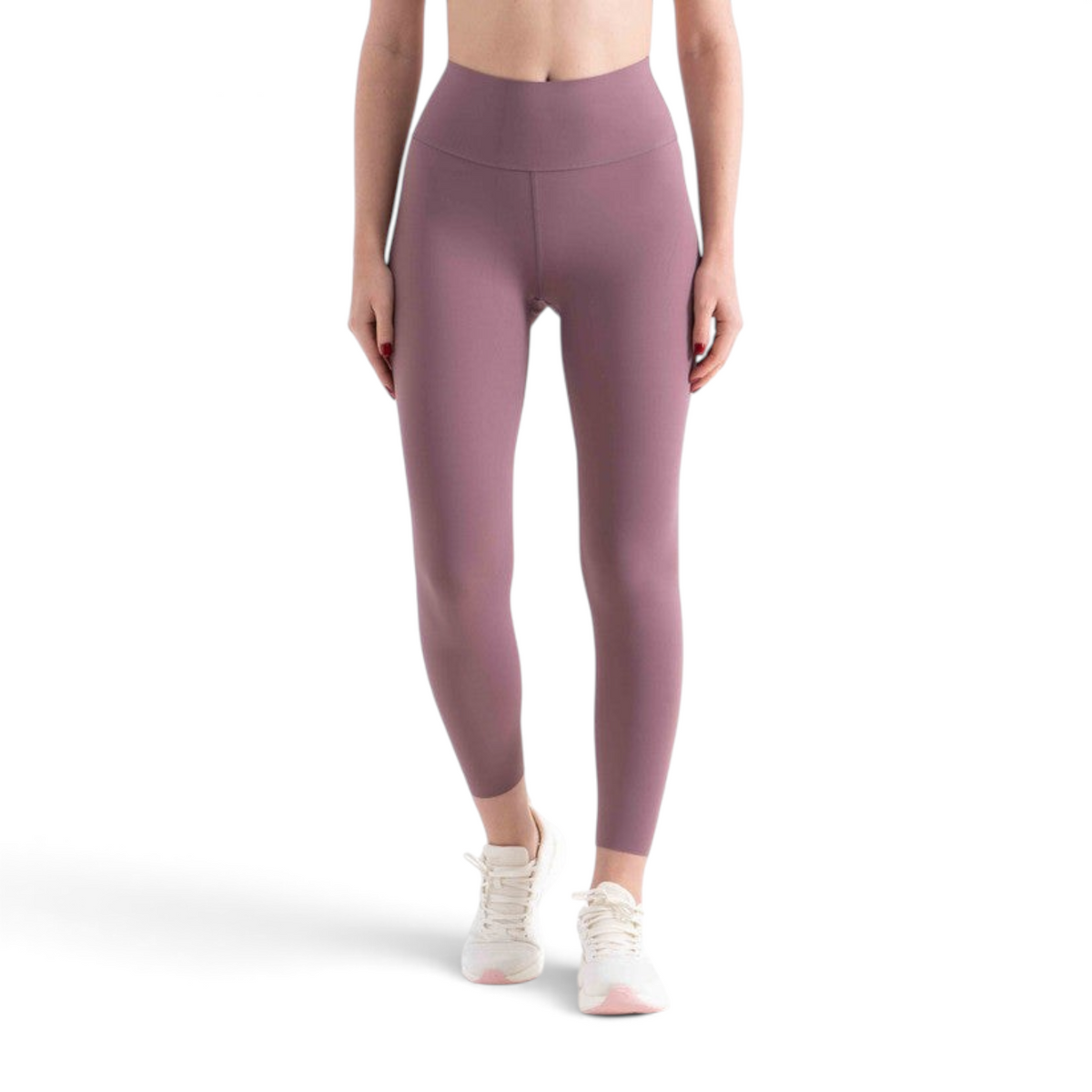 FRG tight ankle pants in dusty mauve, high-waisted athletic leggings for yoga or gym workouts