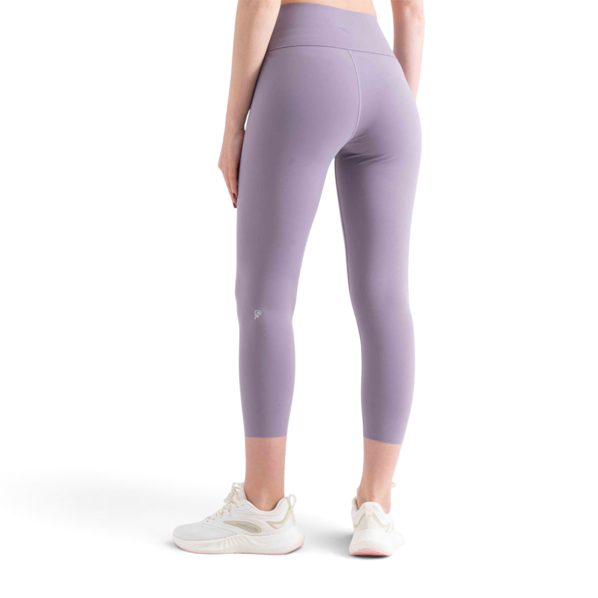 FRG tight ankle pants in light purple, featuring a high-waisted design and cropped length on a model