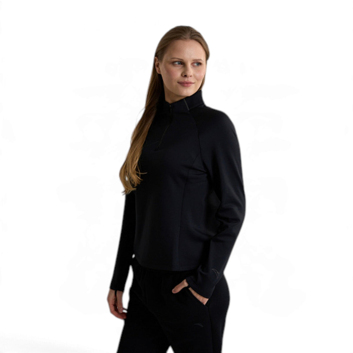 ANTA Women’s Half-Zip Running Top in Black – product view 2