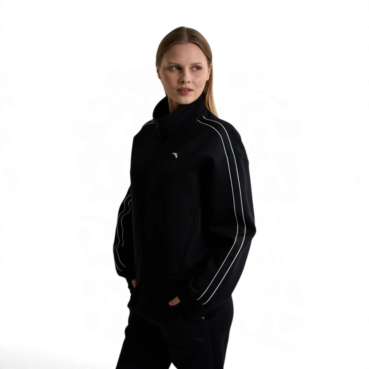 ANTA Women’s TRN ESSENTIAL Knit Track Top in Black – product view 2