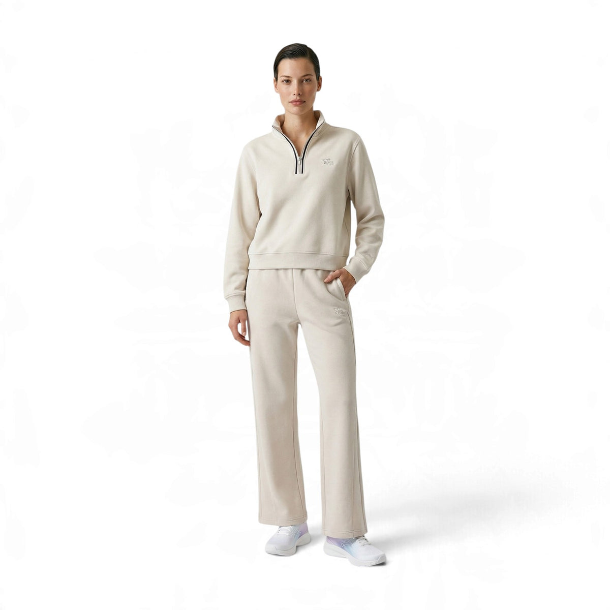 ANTA Women’s ICONIC Knit Track Pants in Milk White – product view 1