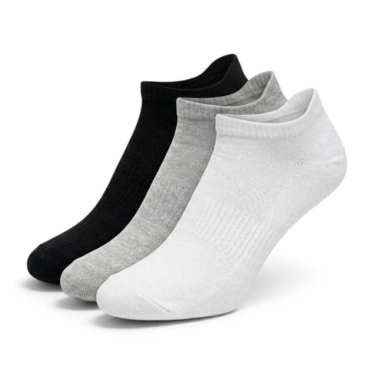 FRG ANTA women's lifestyle ankle socks in a 3-pack featuring white, grey, and black cotton blend fabric.