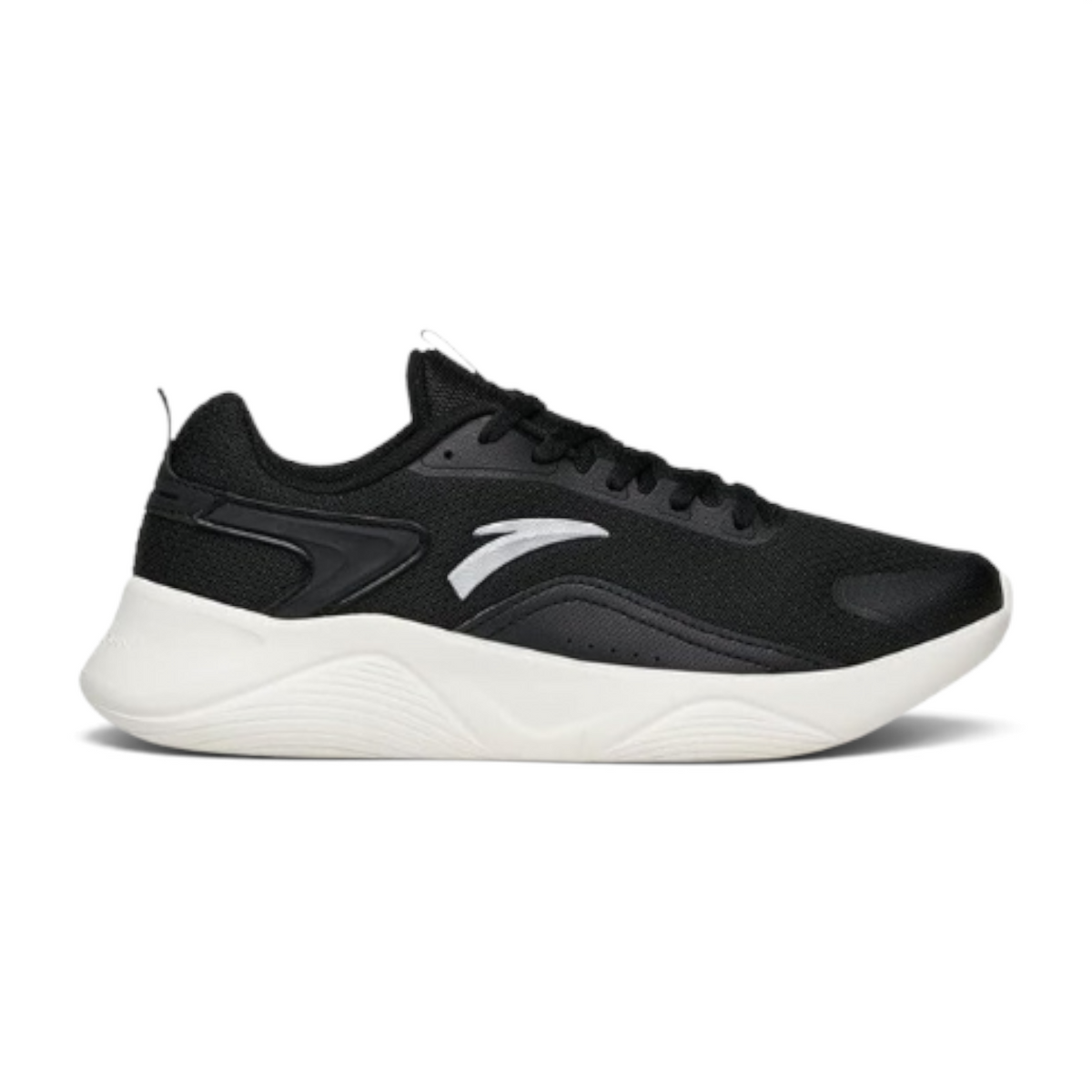 FRG women's black lifestyle running shoes with a breathable mesh upper and a thick white cushioned sole