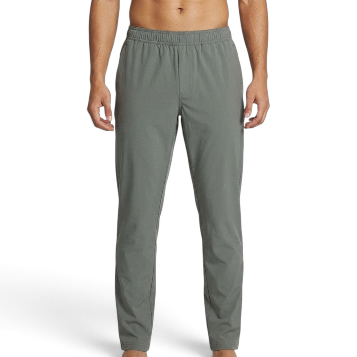 FRG ANTA grey woven ankle pants for men featuring a lightweight, stretchy athletic fit for running and training.