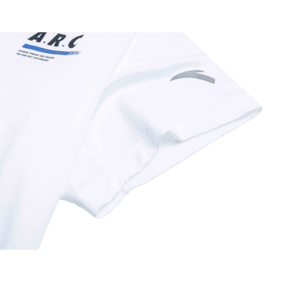 FRG ANTA pure white running short sleeve t-shirt with A.R.C logo detail and breathable performance fabric