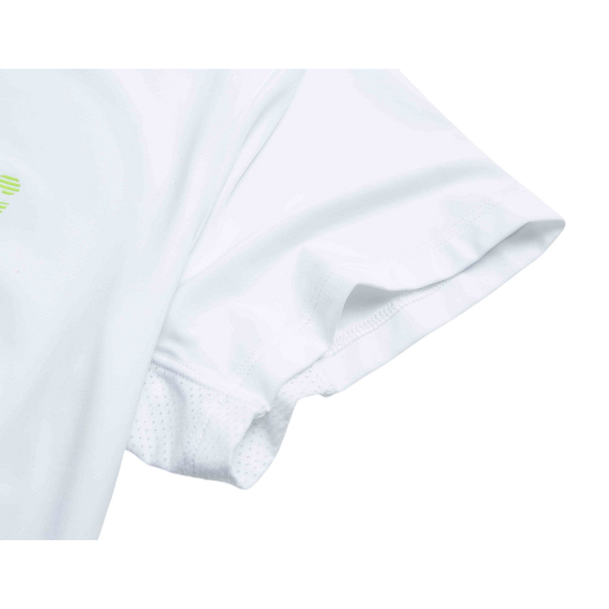 FRG ANTA A-Chill Touch white running t-shirt sleeve detail showing breathable fabric and lightweight nylon blend