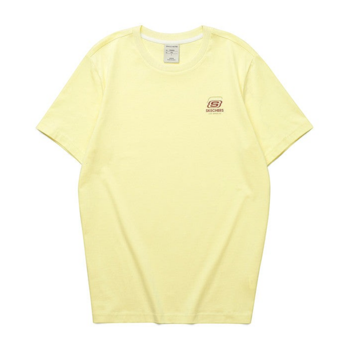 FRG light yellow short-sleeve crew neck t-shirt with a small Skechers logo on the chest