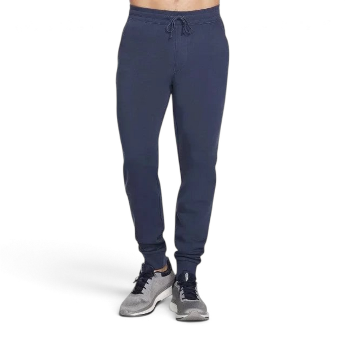 FRG Skechers Skech-Sweats Essential Jogger in Blue Nights featuring a comfortable drawstring waist and cuffed ankles.