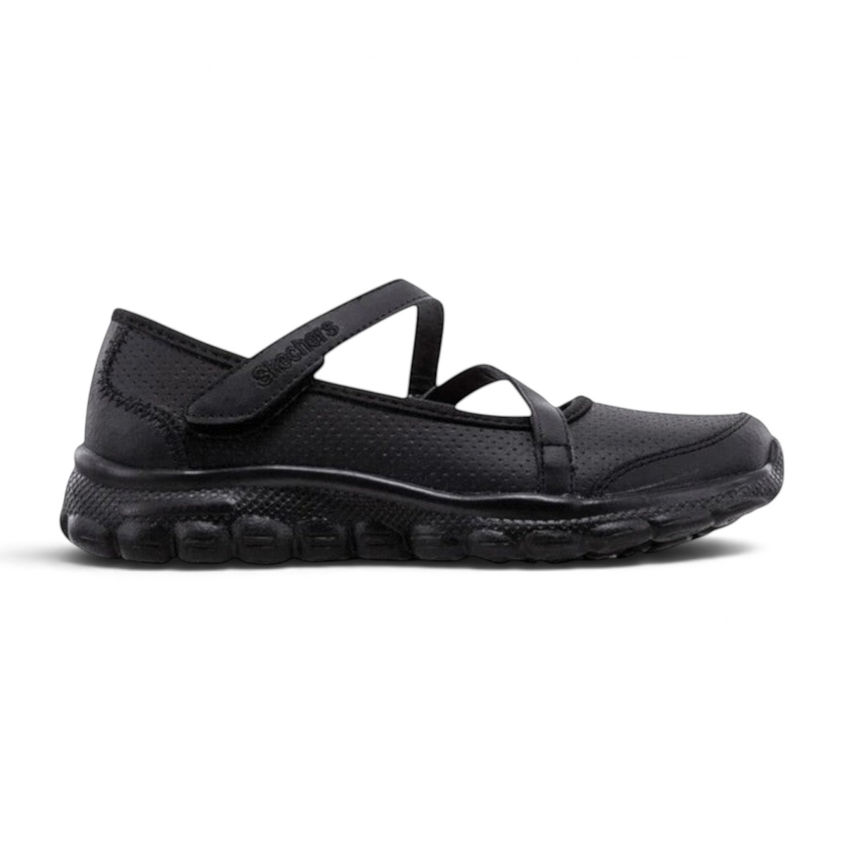 FRG Skechers Skech Flex 2.0 School Spirit black mary jane sneaker with a cushioned sole and adjustable strap