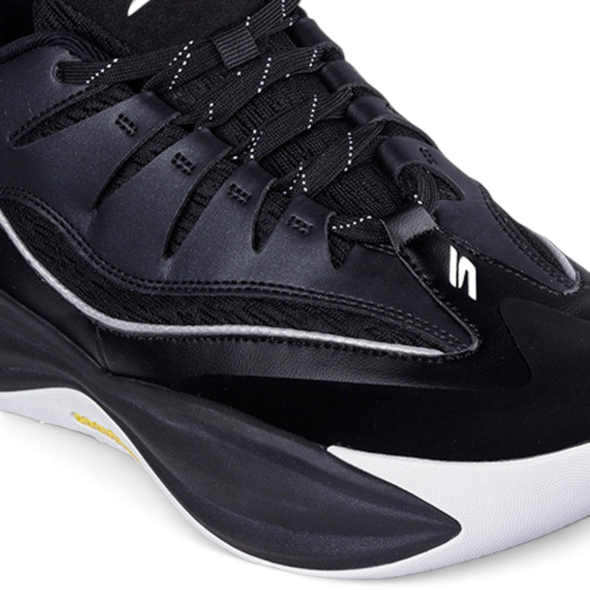 FRG Skechers SKX B-Lite men's basketball shoe in black and white with durable mesh and synthetic side reinforcement.