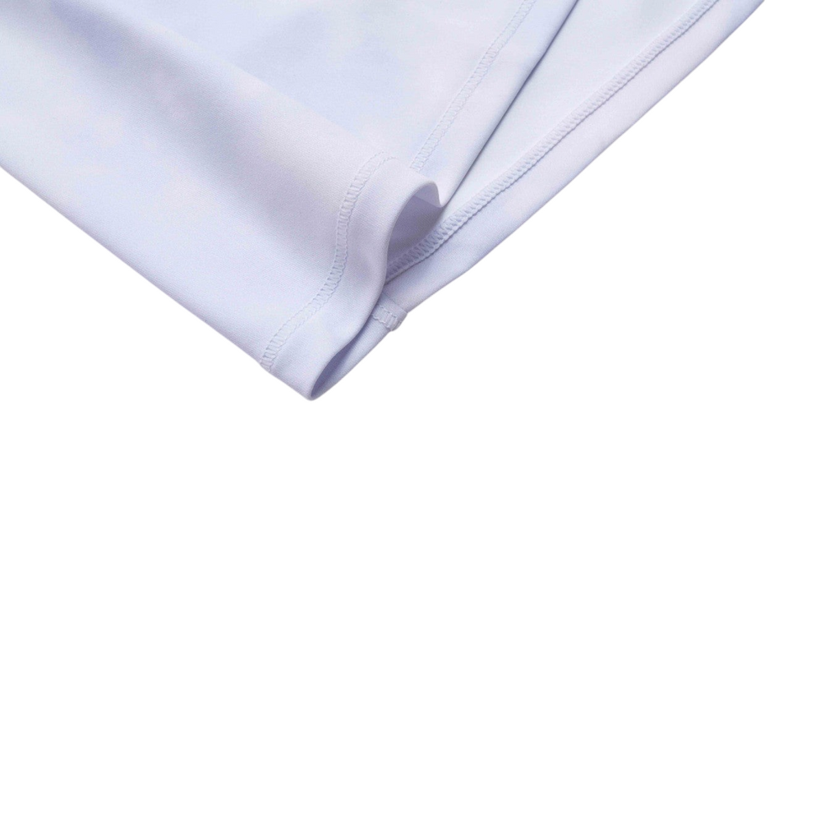 FRG ANTA A-Cool running t-shirt in ice crystal violet, showing a close-up of the lightweight polyester fabric hem.