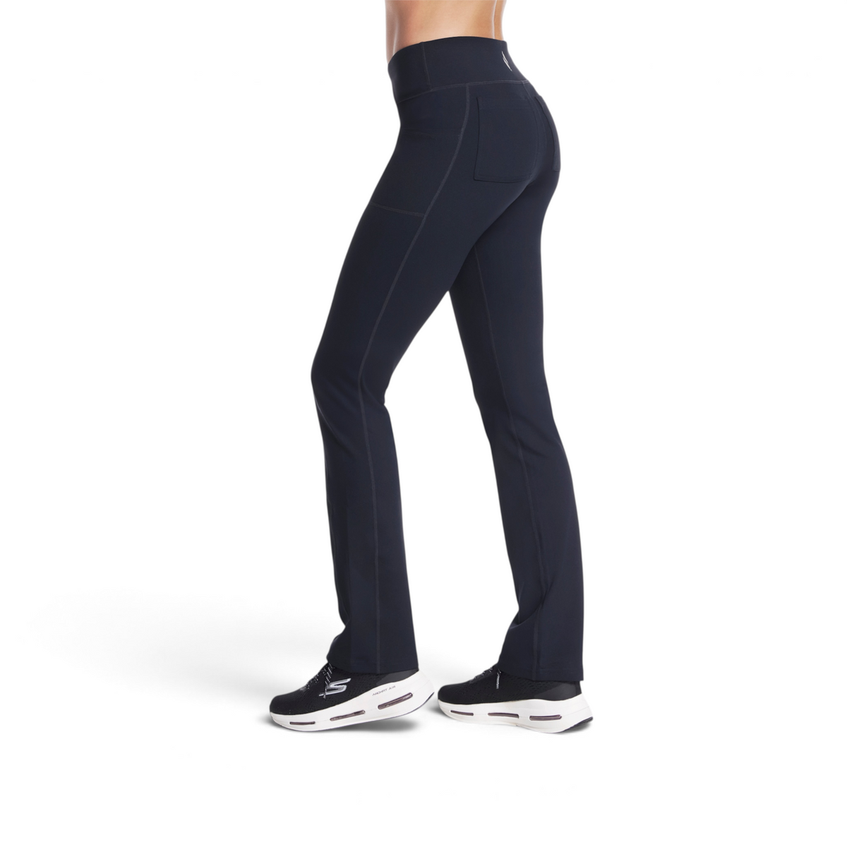 FRG THE GOWALK PANT OG in black, featuring a high-rise waistband and side pockets, worn by a model in profile view.