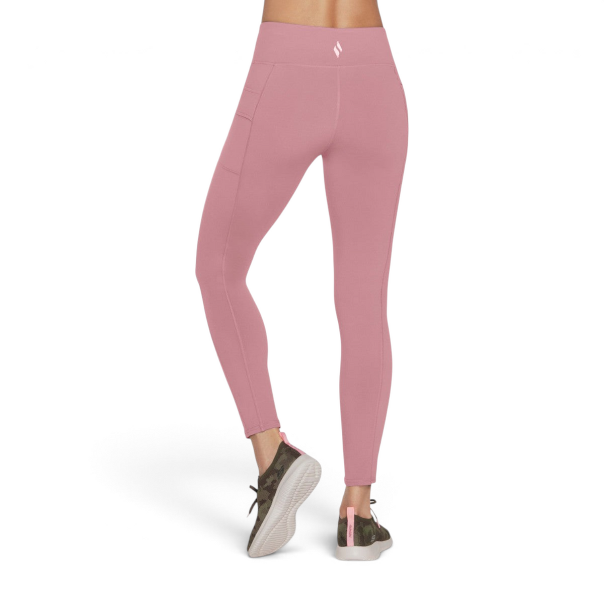 FRG Alpine Trail full length high-waisted leggings in dusty rose with side pockets and a small logo on the back