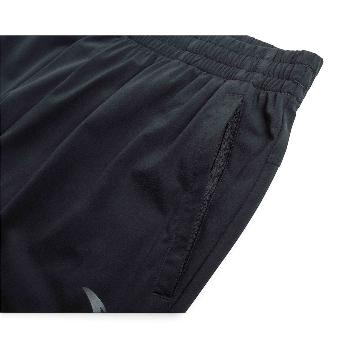 FRG black knit ankle pants featuring an elastic waistband and a zippered side pocket for secure storage.