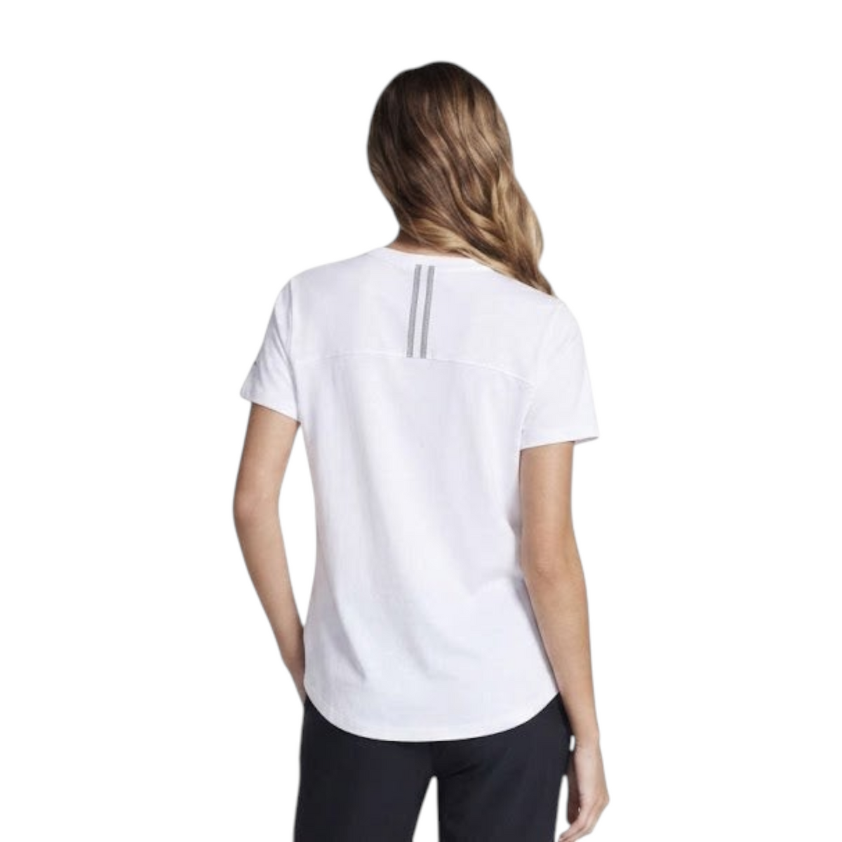 FRG ANTA A-Chill Touch white running t-shirt seen from the back with reflective detailing on the upper spine